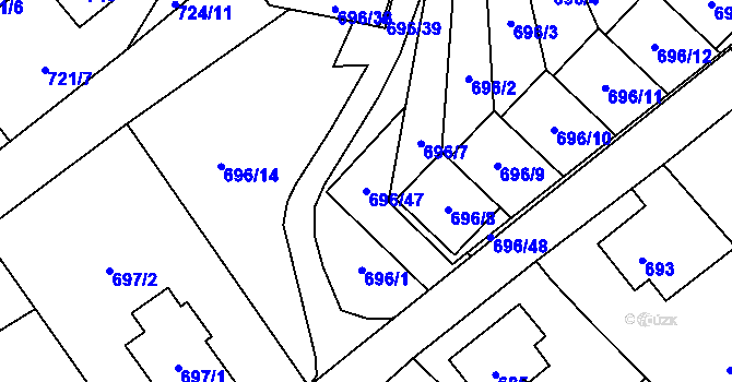 Parcela st. 696/47 v KÚ Arnultovice u Nového Boru, Katastrální mapa