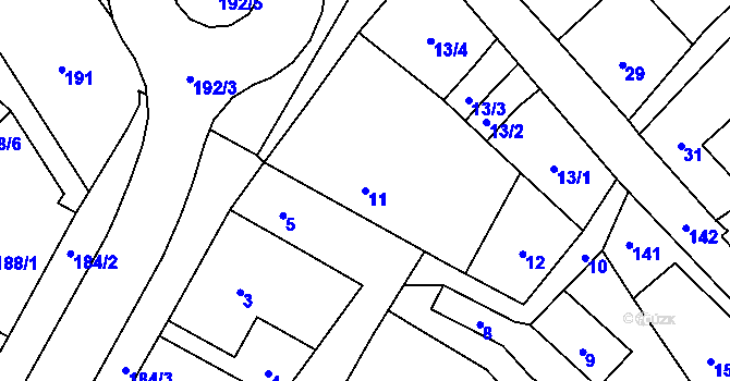 Parcela st. 11 v KÚ Nový Bor, Katastrální mapa