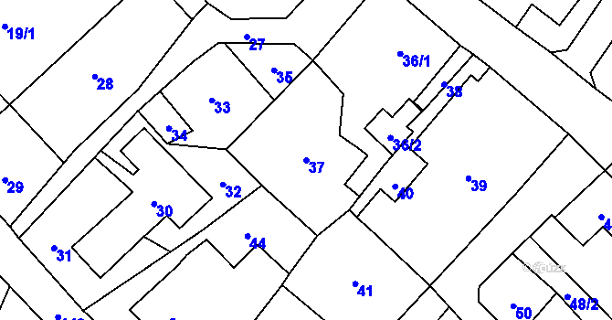 Parcela st. 37 v KÚ Nový Bor, Katastrální mapa