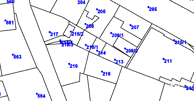 Parcela st. 214 v KÚ Nový Bor, Katastrální mapa