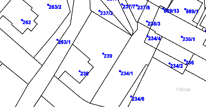Parcela st. 239 v KÚ Nový Bor, Katastrální mapa
