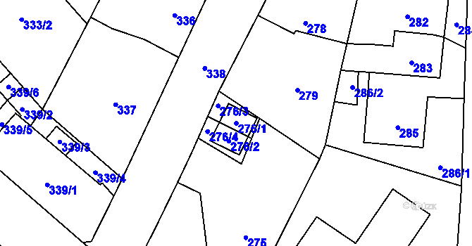 Parcela st. 276/1 v KÚ Nový Bor, Katastrální mapa
