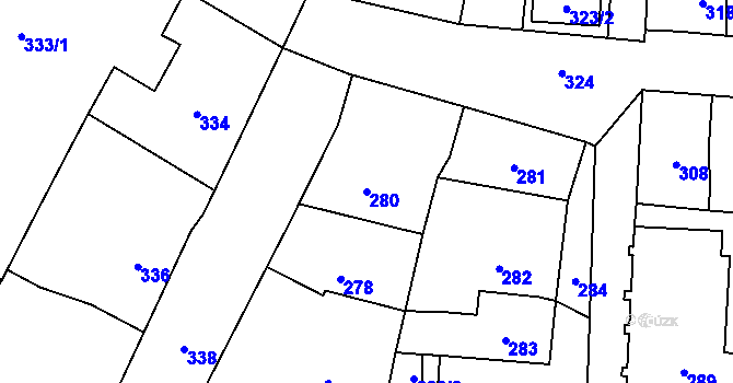 Parcela st. 280 v KÚ Nový Bor, Katastrální mapa