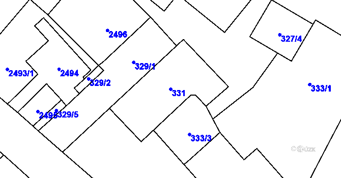 Parcela st. 331 v KÚ Nový Bor, Katastrální mapa