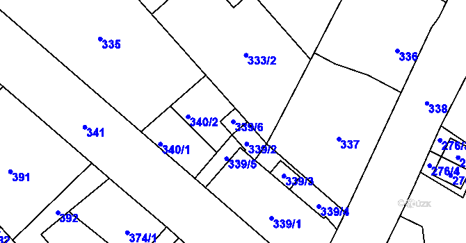 Parcela st. 339/6 v KÚ Nový Bor, Katastrální mapa