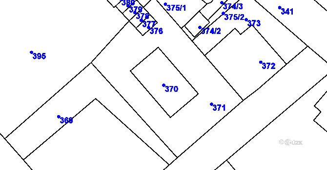 Parcela st. 370 v KÚ Nový Bor, Katastrální mapa