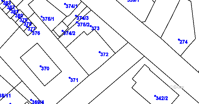 Parcela st. 372 v KÚ Nový Bor, Katastrální mapa