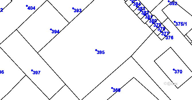 Parcela st. 395 v KÚ Nový Bor, Katastrální mapa