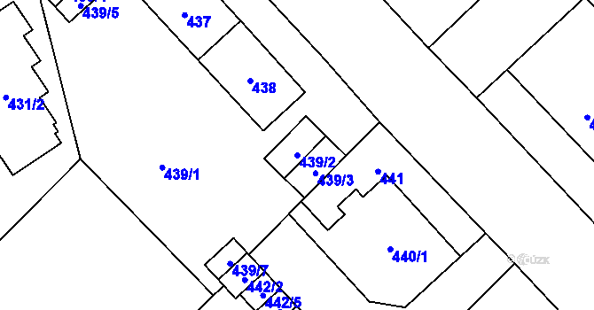 Parcela st. 439/2 v KÚ Nový Bor, Katastrální mapa