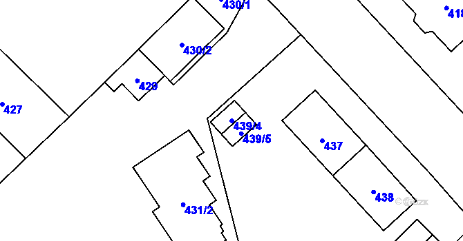 Parcela st. 439/4 v KÚ Nový Bor, Katastrální mapa