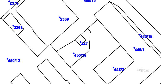 Parcela st. 447 v KÚ Nový Bor, Katastrální mapa