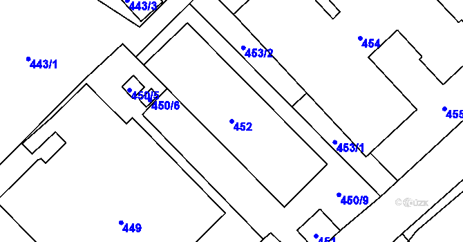 Parcela st. 452 v KÚ Nový Bor, Katastrální mapa
