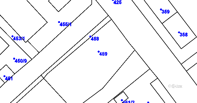 Parcela st. 459 v KÚ Nový Bor, Katastrální mapa