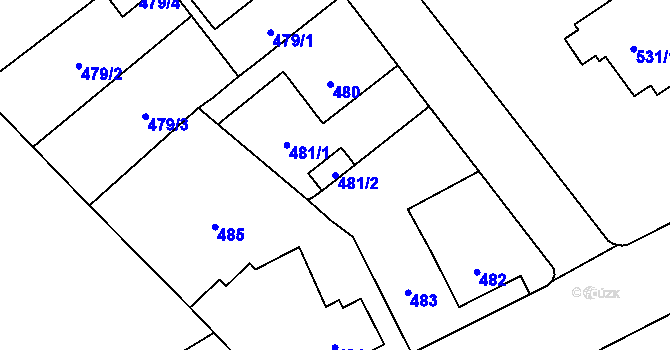 Parcela st. 481/2 v KÚ Nový Bor, Katastrální mapa
