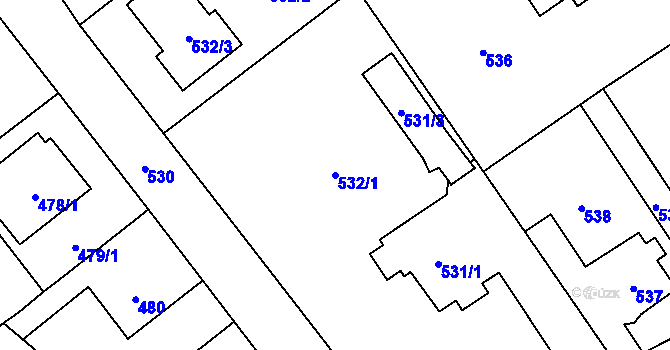 Parcela st. 532/1 v KÚ Nový Bor, Katastrální mapa