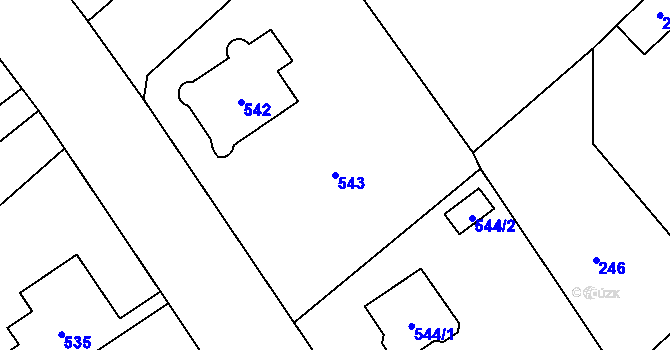 Parcela st. 543 v KÚ Nový Bor, Katastrální mapa