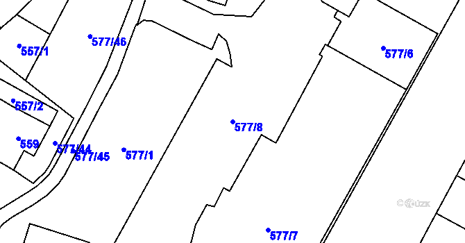 Parcela st. 577/8 v KÚ Nový Bor, Katastrální mapa