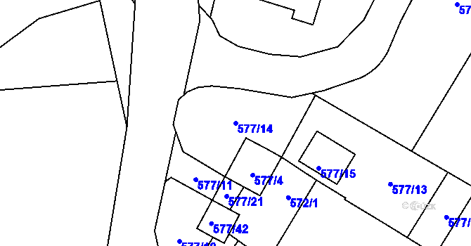 Parcela st. 577/14 v KÚ Nový Bor, Katastrální mapa