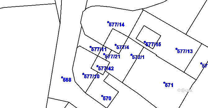 Parcela st. 577/21 v KÚ Nový Bor, Katastrální mapa