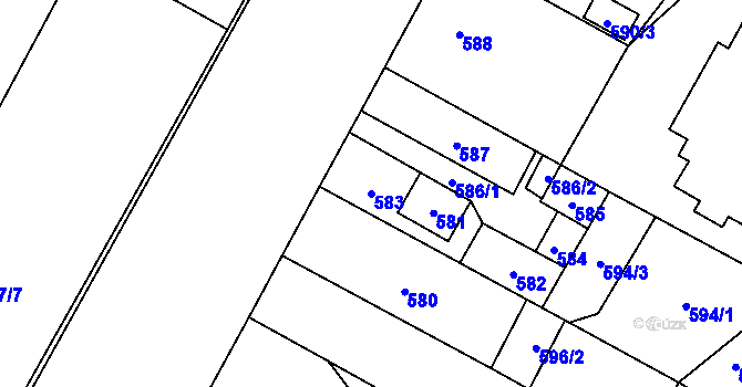 Parcela st. 583 v KÚ Nový Bor, Katastrální mapa