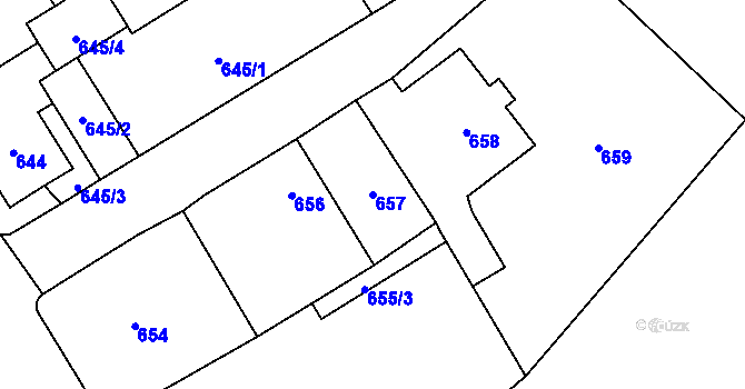 Parcela st. 657 v KÚ Nový Bor, Katastrální mapa