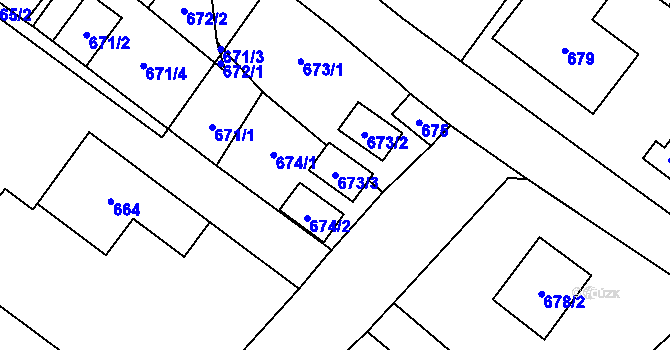 Parcela st. 673/3 v KÚ Nový Bor, Katastrální mapa
