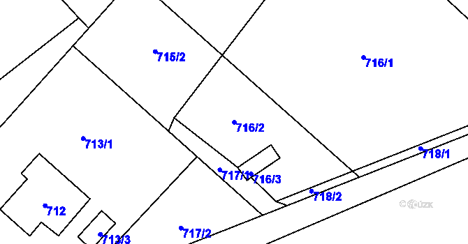 Parcela st. 716/2 v KÚ Nový Bor, Katastrální mapa