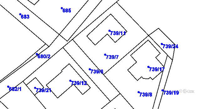 Parcela st. 739/7 v KÚ Nový Bor, Katastrální mapa