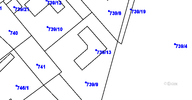 Parcela st. 739/13 v KÚ Nový Bor, Katastrální mapa