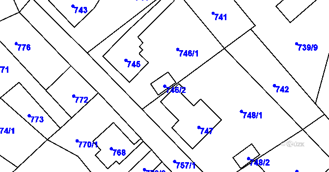 Parcela st. 746/2 v KÚ Nový Bor, Katastrální mapa