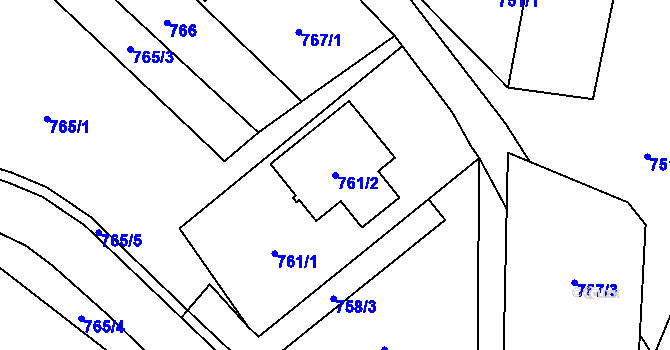 Parcela st. 761/2 v KÚ Nový Bor, Katastrální mapa