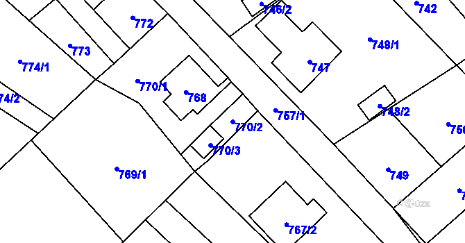 Parcela st. 770/2 v KÚ Nový Bor, Katastrální mapa