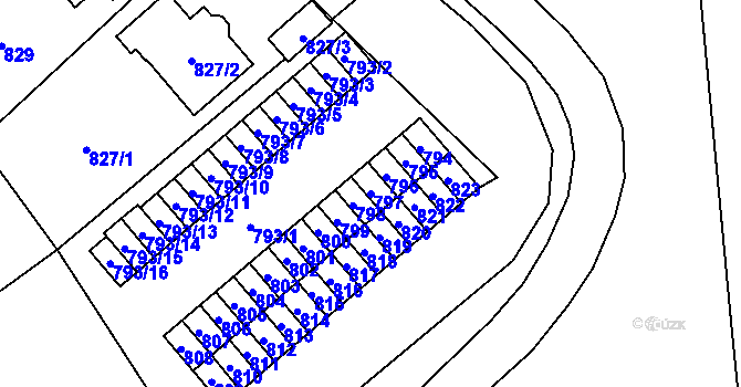 Parcela st. 797 v KÚ Nový Bor, Katastrální mapa