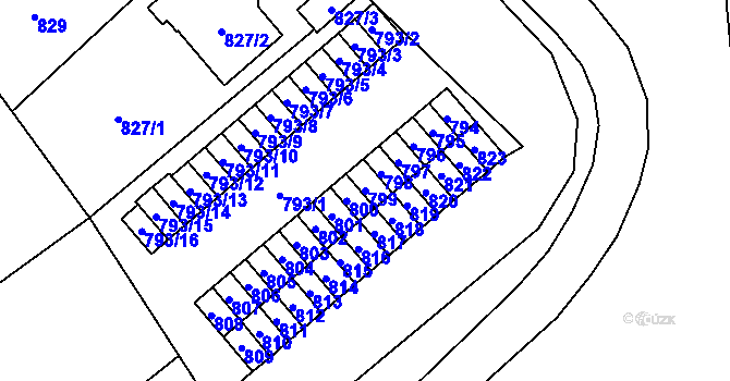 Parcela st. 799 v KÚ Nový Bor, Katastrální mapa