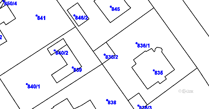 Parcela st. 836/2 v KÚ Nový Bor, Katastrální mapa