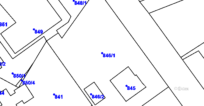 Parcela st. 846/1 v KÚ Nový Bor, Katastrální mapa