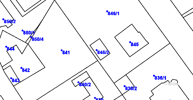 Parcela st. 846/2 v KÚ Nový Bor, Katastrální mapa