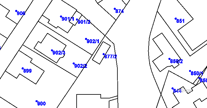 Parcela st. 877/2 v KÚ Nový Bor, Katastrální mapa