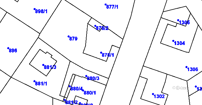 Parcela st. 878/1 v KÚ Nový Bor, Katastrální mapa