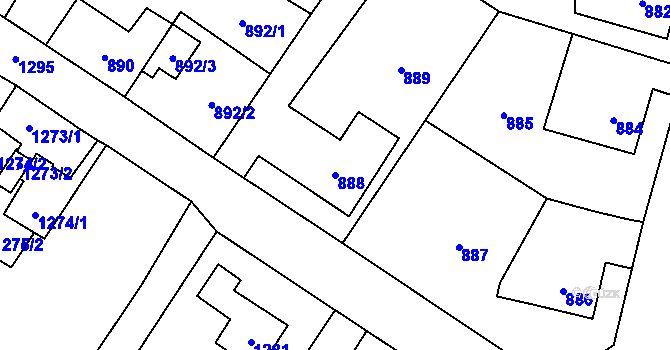 Parcela st. 888 v KÚ Nový Bor, Katastrální mapa