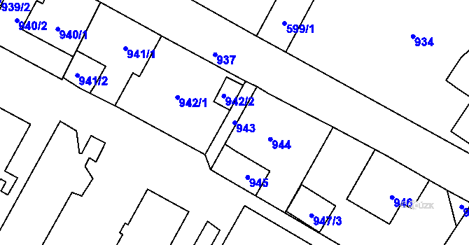 Parcela st. 943 v KÚ Nový Bor, Katastrální mapa