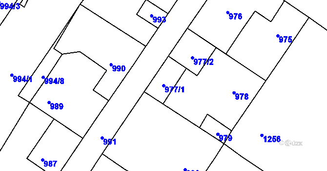 Parcela st. 977/1 v KÚ Nový Bor, Katastrální mapa