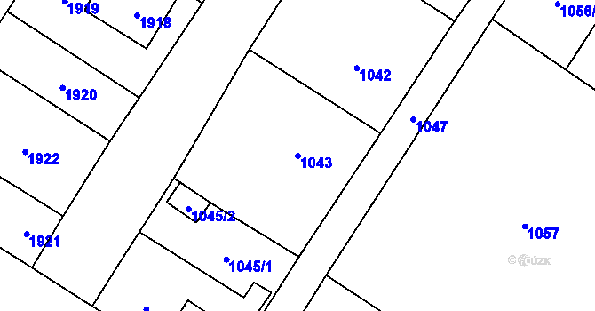 Parcela st. 1043 v KÚ Nový Bor, Katastrální mapa