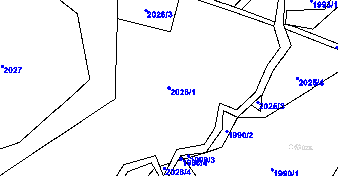 Parcela st. 2026/1 v KÚ Nový Bor, Katastrální mapa