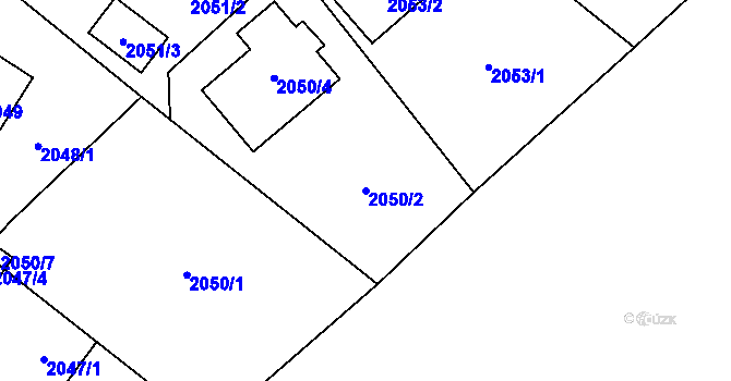 Parcela st. 2050/2 v KÚ Nový Bor, Katastrální mapa