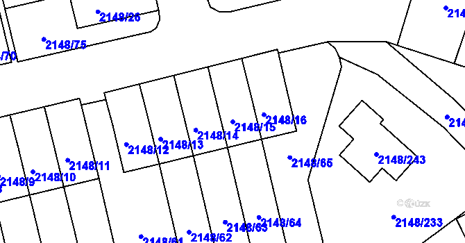 Parcela st. 2148/15 v KÚ Nový Bor, Katastrální mapa