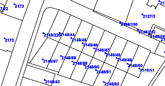 Parcela st. 2148/46 v KÚ Nový Bor, Katastrální mapa