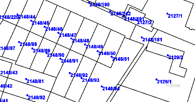 Parcela st. 2148/50 v KÚ Nový Bor, Katastrální mapa