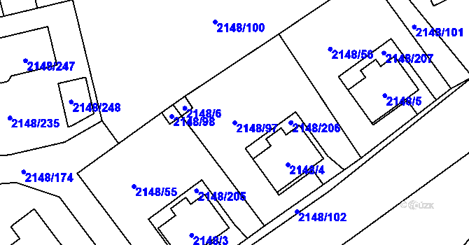 Parcela st. 2148/97 v KÚ Nový Bor, Katastrální mapa
