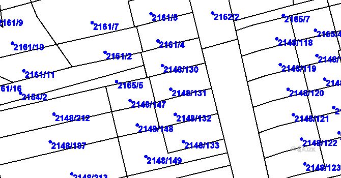 Parcela st. 2148/131 v KÚ Nový Bor, Katastrální mapa